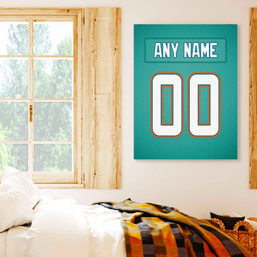 Miami Jersey Custom Canvas Print Wall Art for Boy Girl Men Women Football Personalized Canvas Art